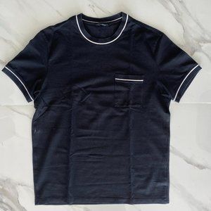 Black Shirt with White Piping Detail